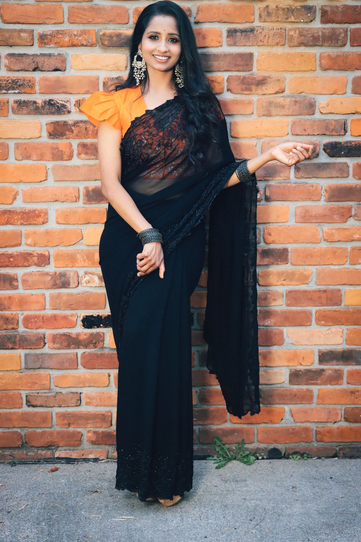 Black Chiffon Party Saree