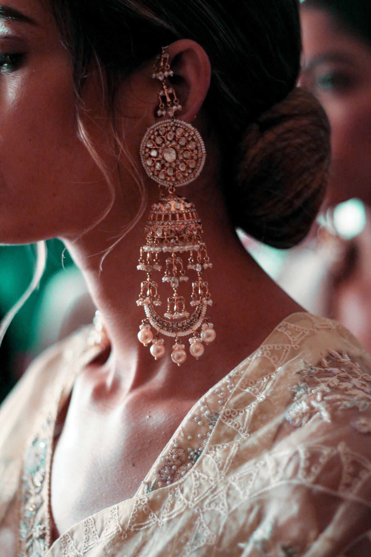Chandbali Pearl Drop Earrings