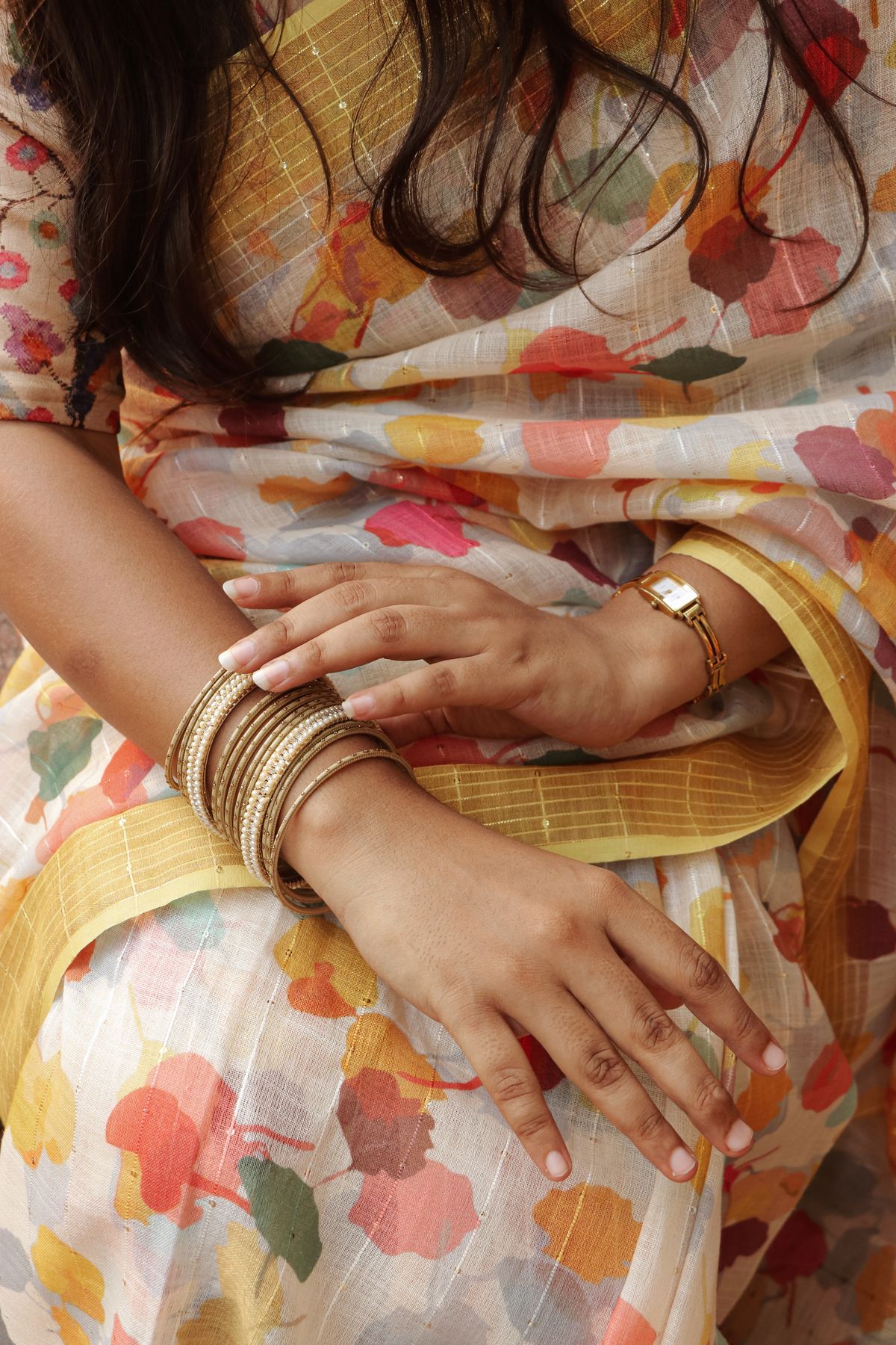 Floral Print Organza Saree