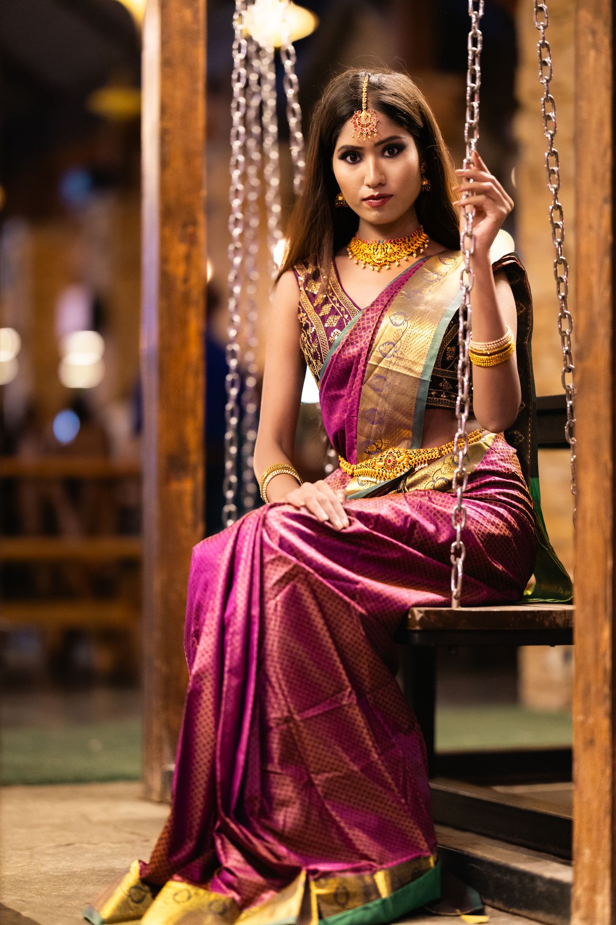 Magenta Kanjivaram Bridal Silk Saree