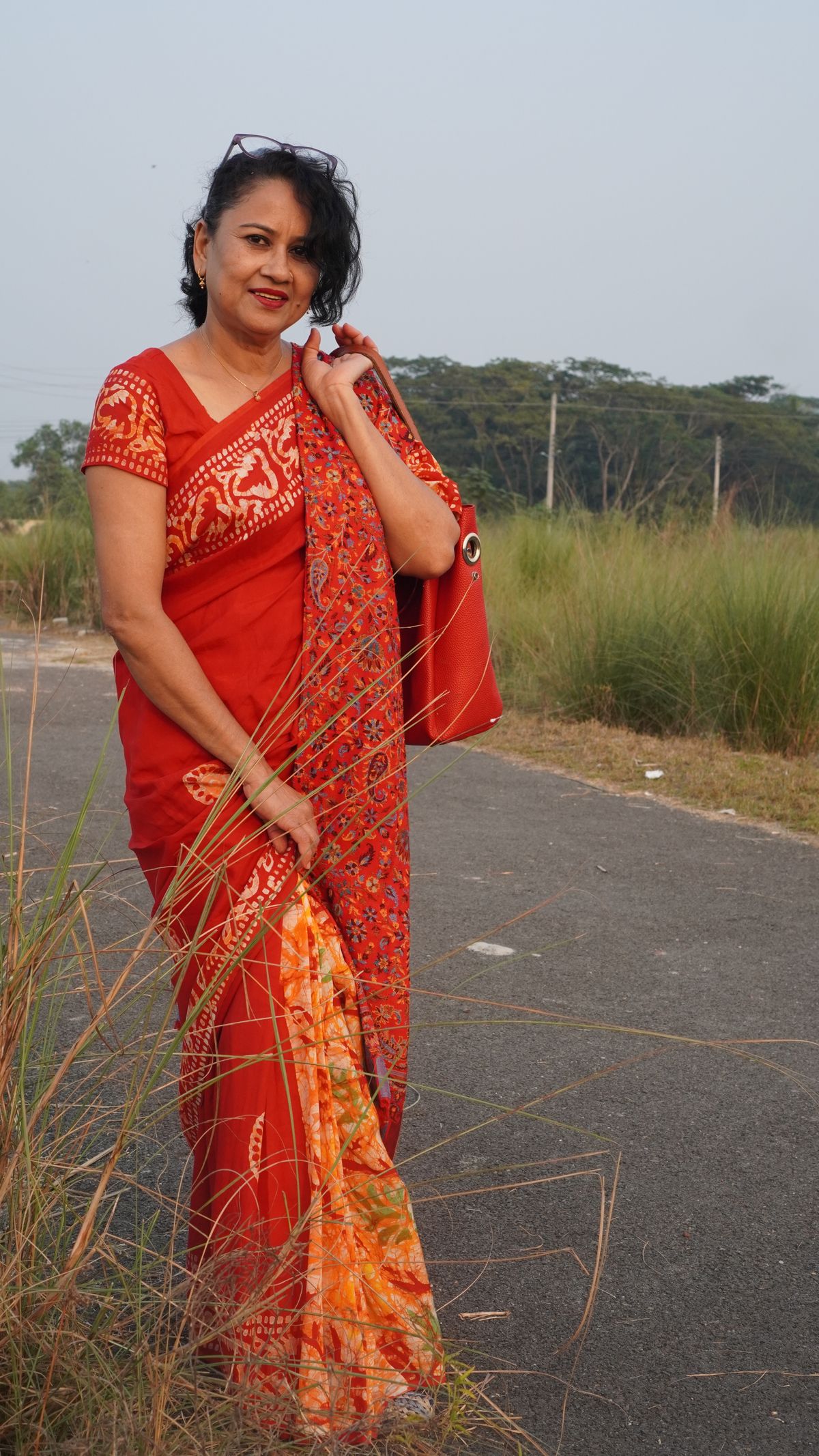 Orange Bandhani Georgette Saree